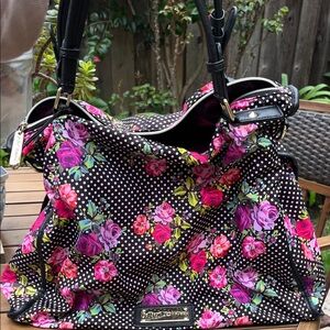 Betsey Johnson large  Black Floral Tote